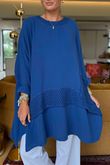Made in Italy Paulo Pillow Cotton Honeycomb Parachute Tunic Lapis Blue